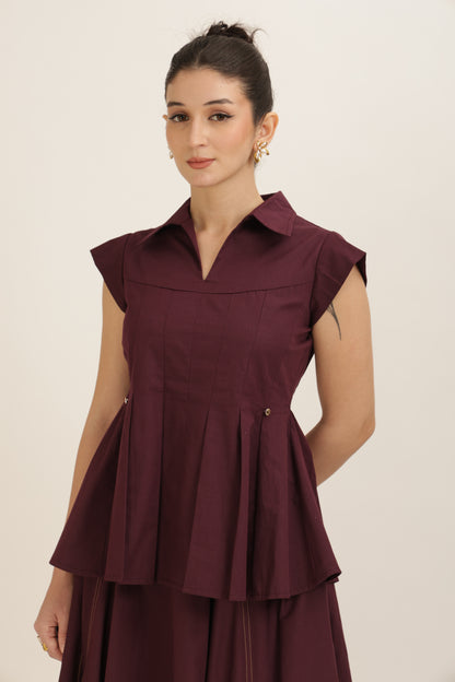 Pleated Hem Purple Set