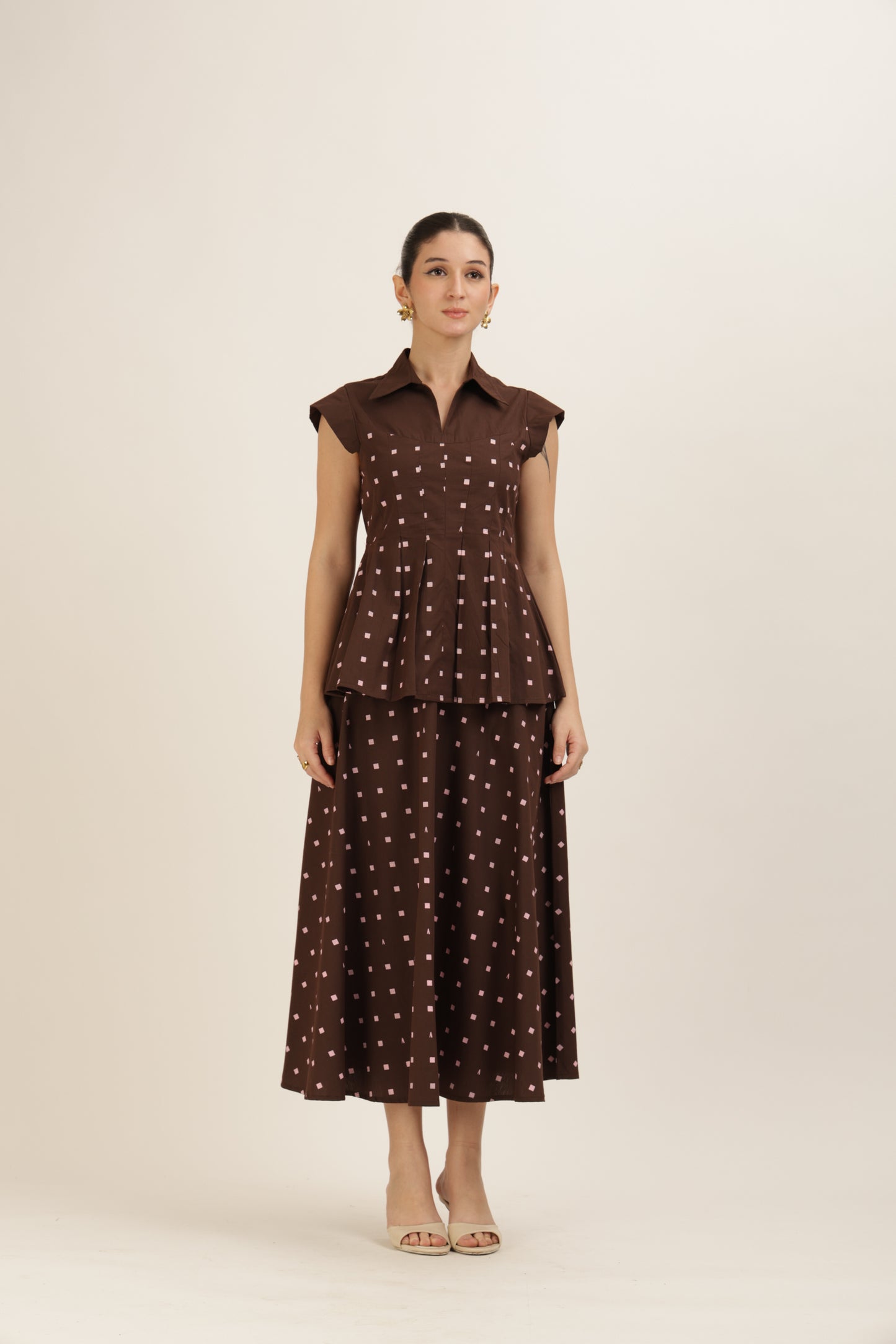 Pleated Hem Printed Set