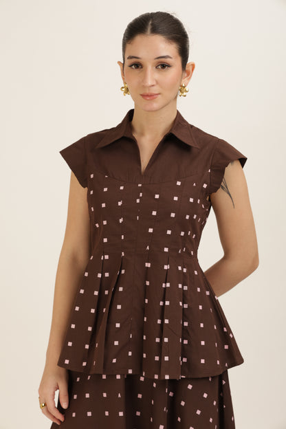 Pleated Hem Printed Set
