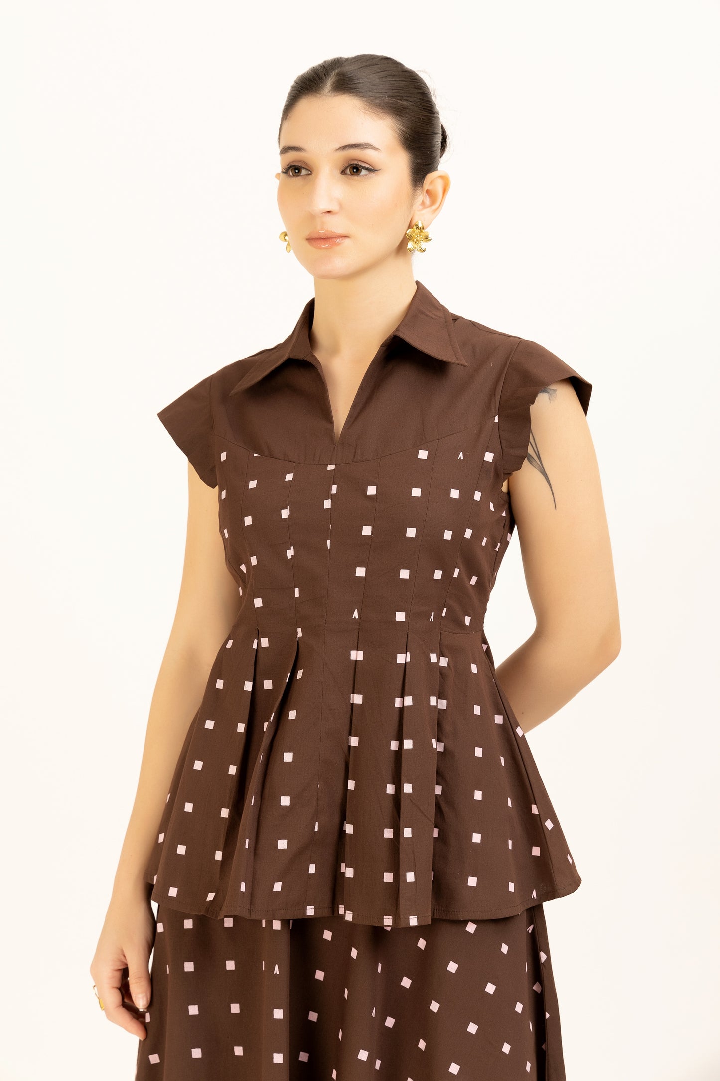 Pleated Hem Printed Set
