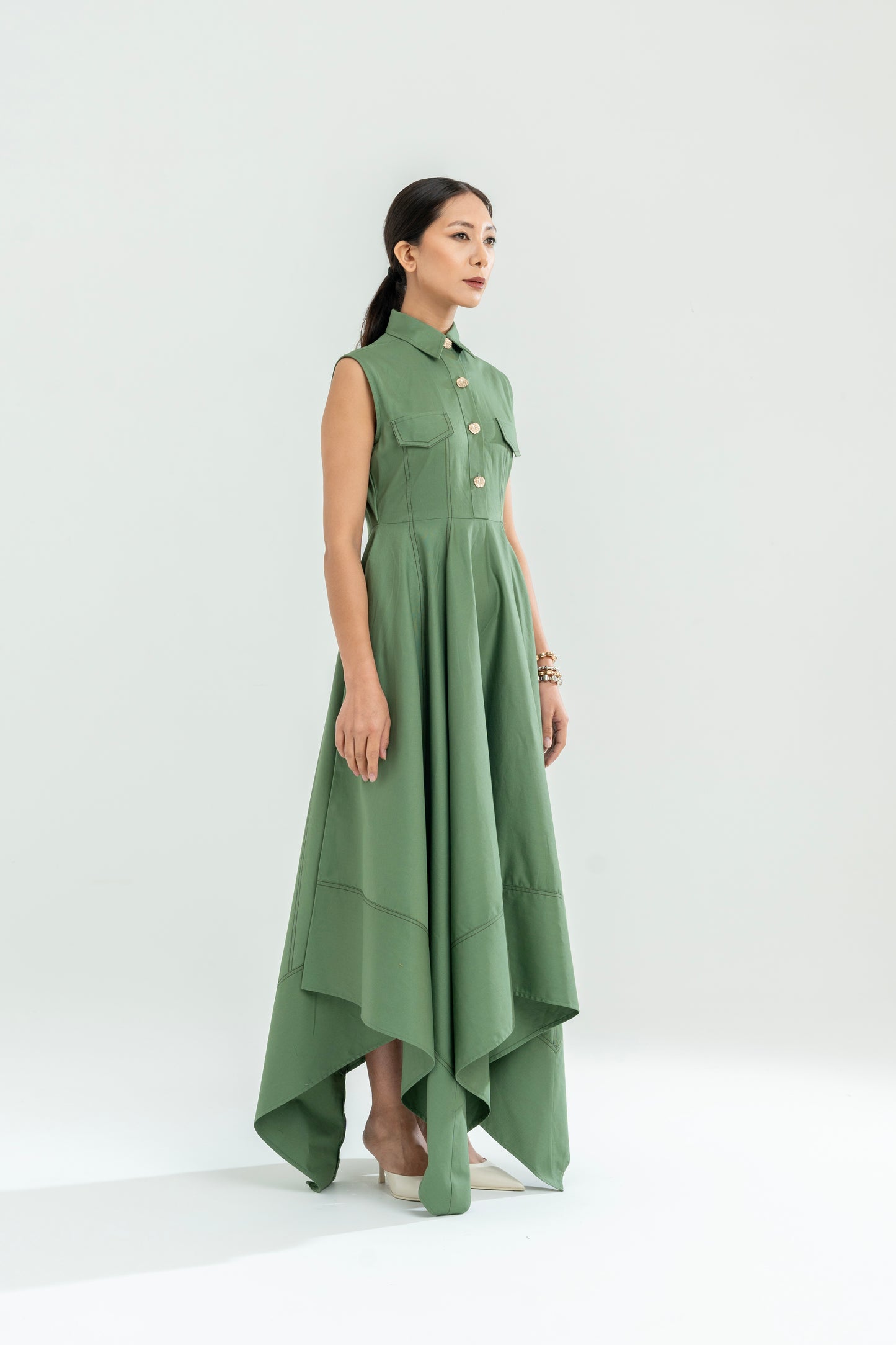 Angular Hem Dress Fern Green