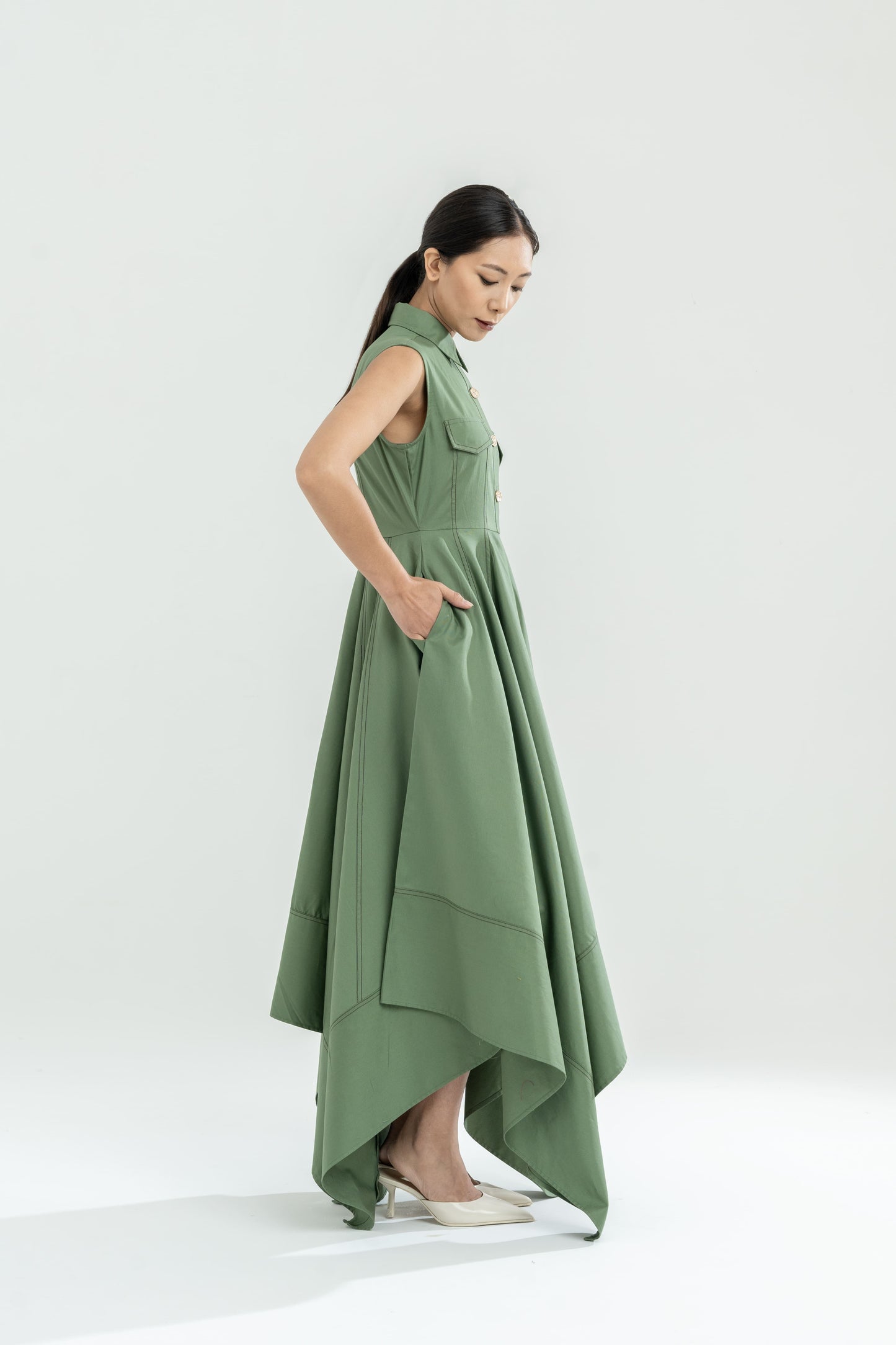 Angular Hem Dress Fern Green