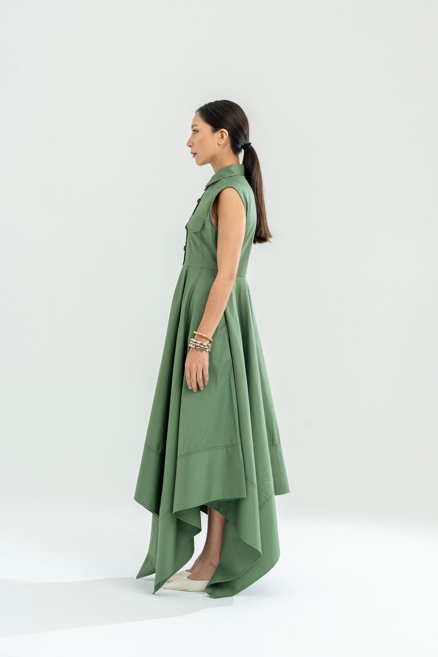 Angular Hem Dress Fern Green