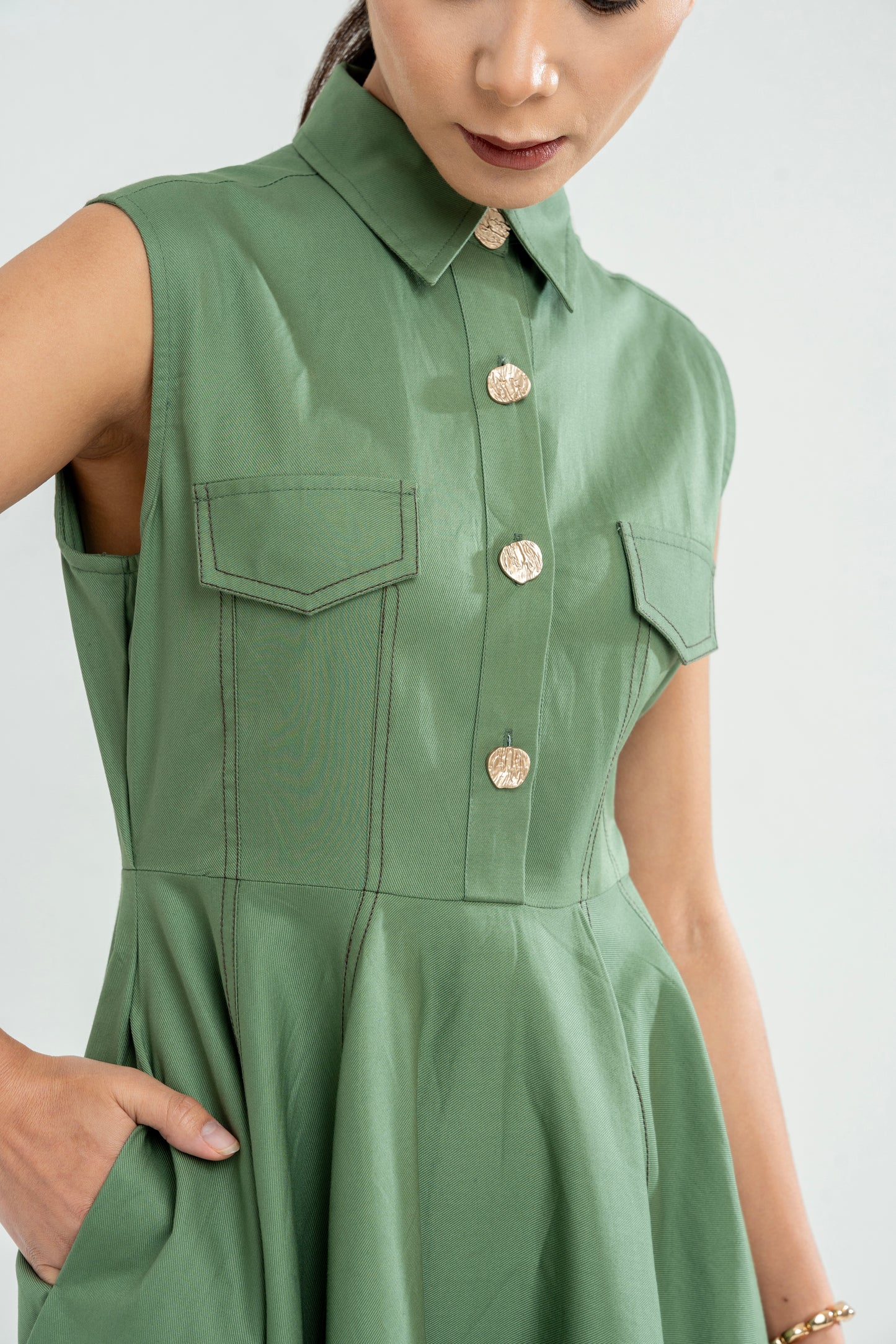 Angular Hem Dress Fern Green