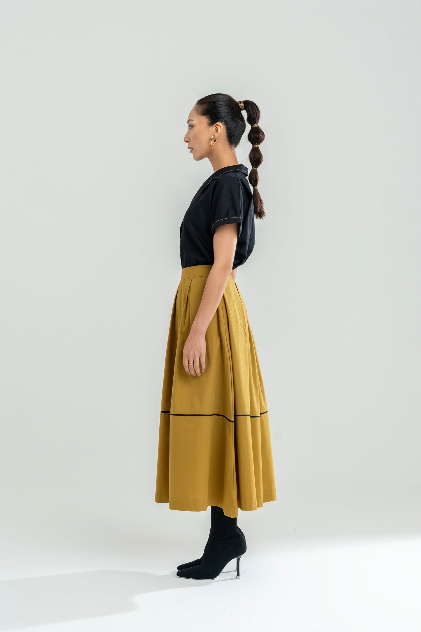 Mustard Pleated Skirt Set