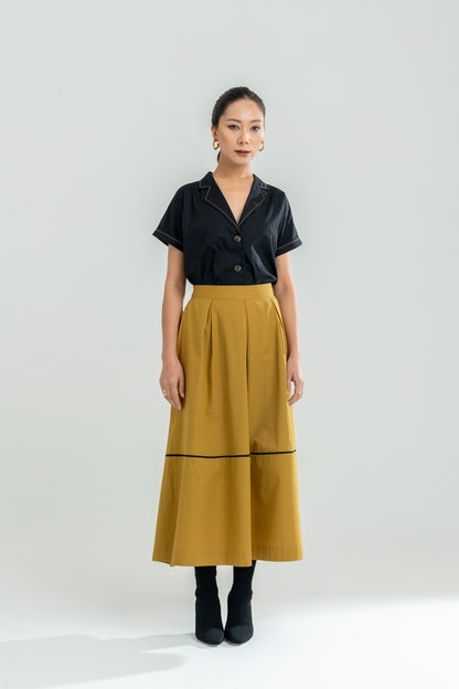 Mustard Pleated Skirt Set