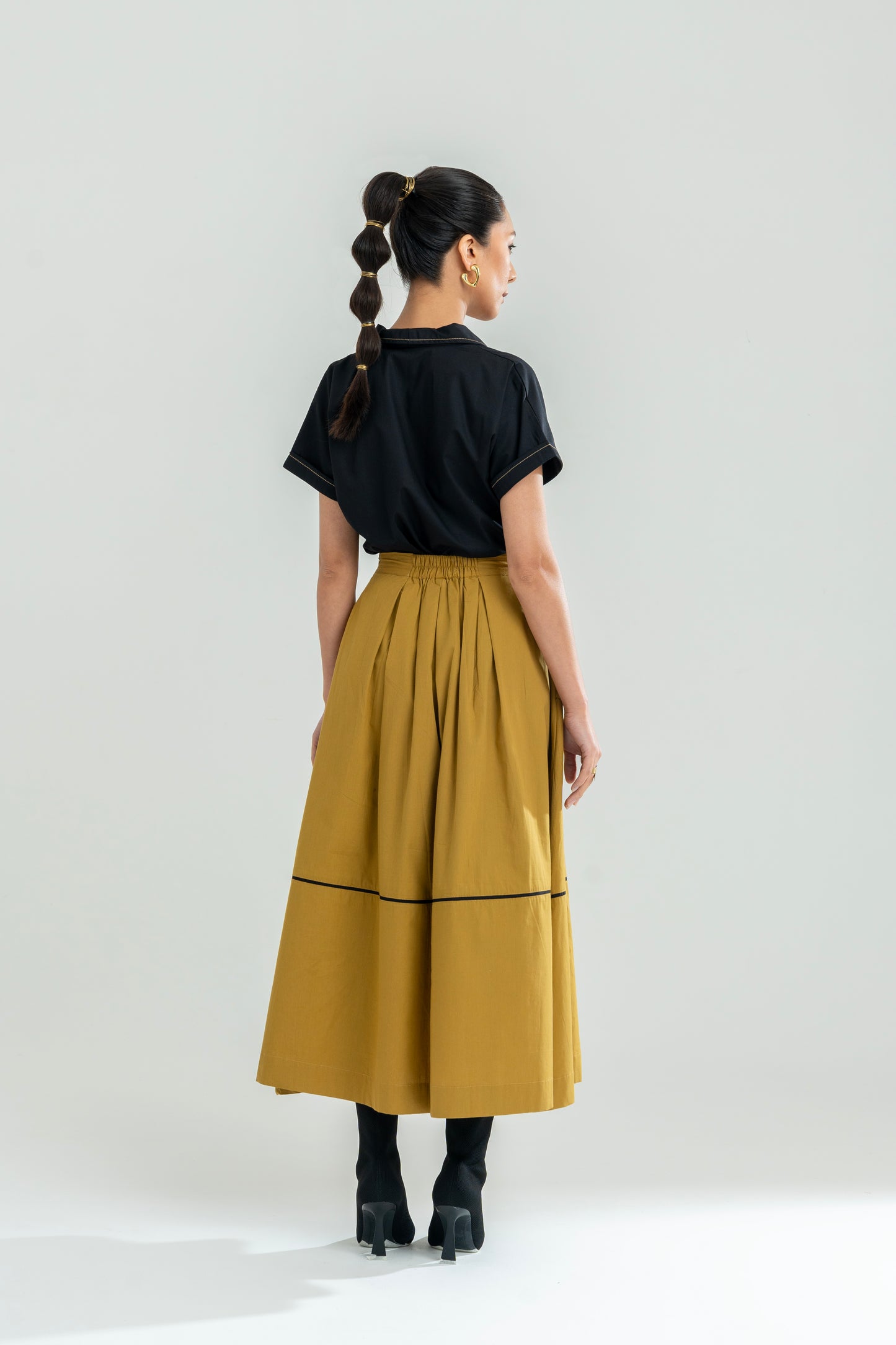 Mustard Pleated Skirt Set