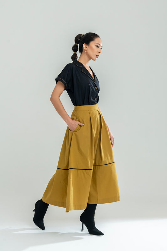 Mustard Pleated Skirt Set