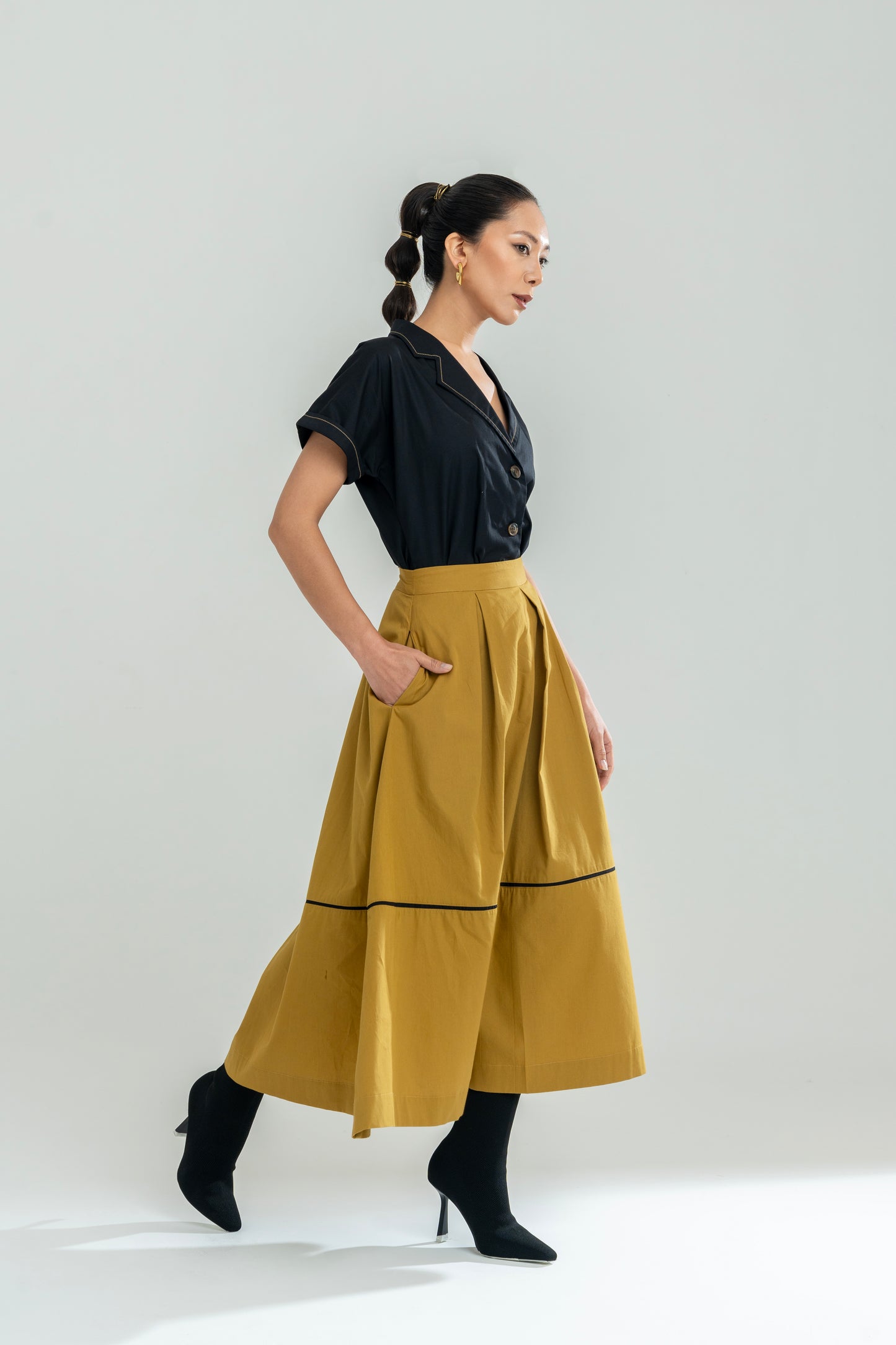 Pleated Skirt Mustard