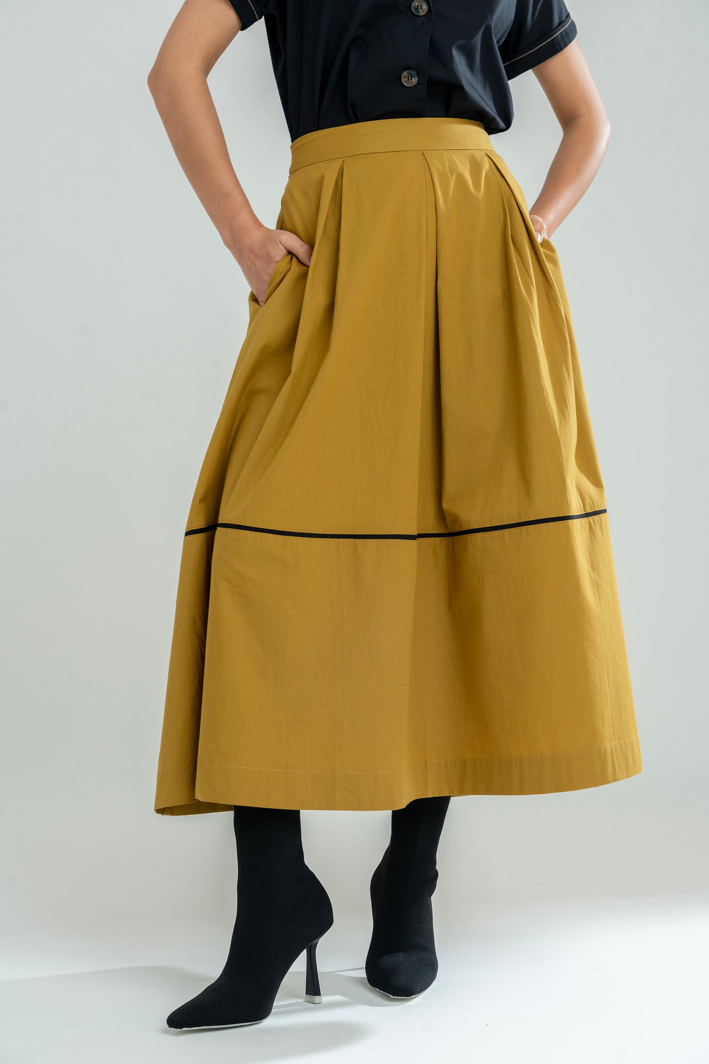 Pleated Skirt Mustard