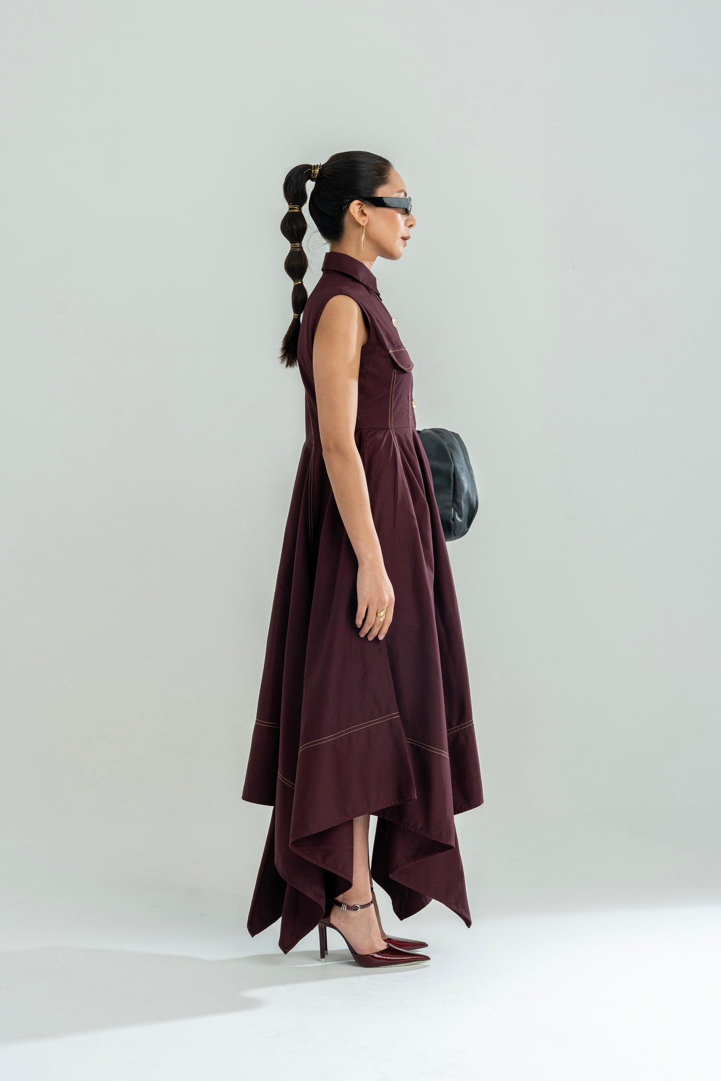 Angular Hem Dress Wine