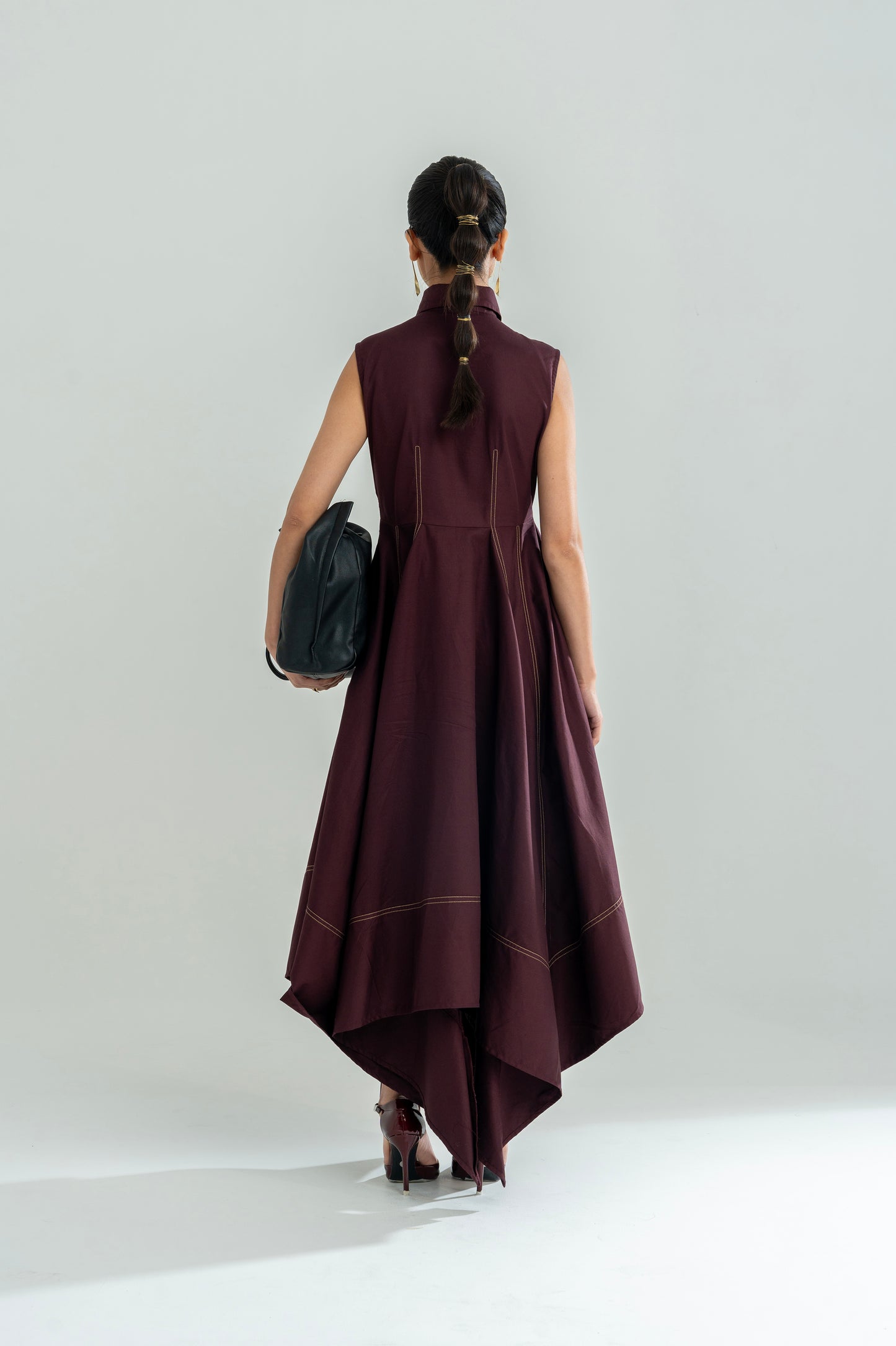 Angular Hem Dress Wine