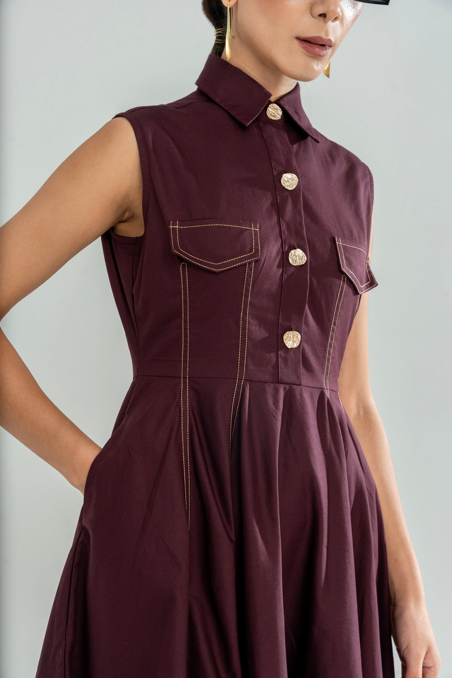 Angular Hem Dress Wine