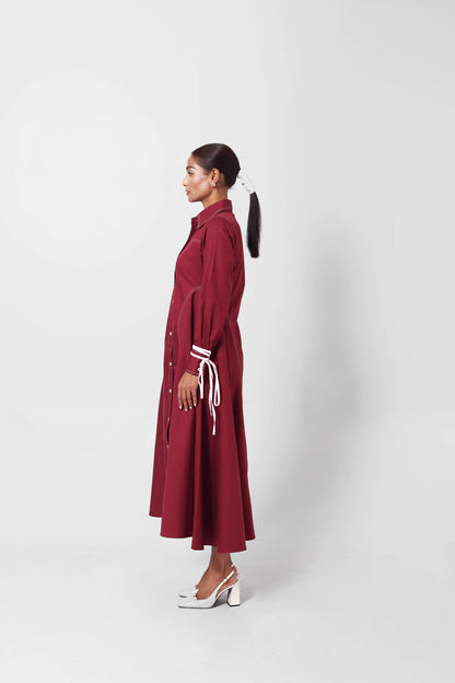 Tie Sleeve Stitchline Dress