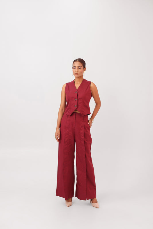 Formal Pleated Trouser Maroon