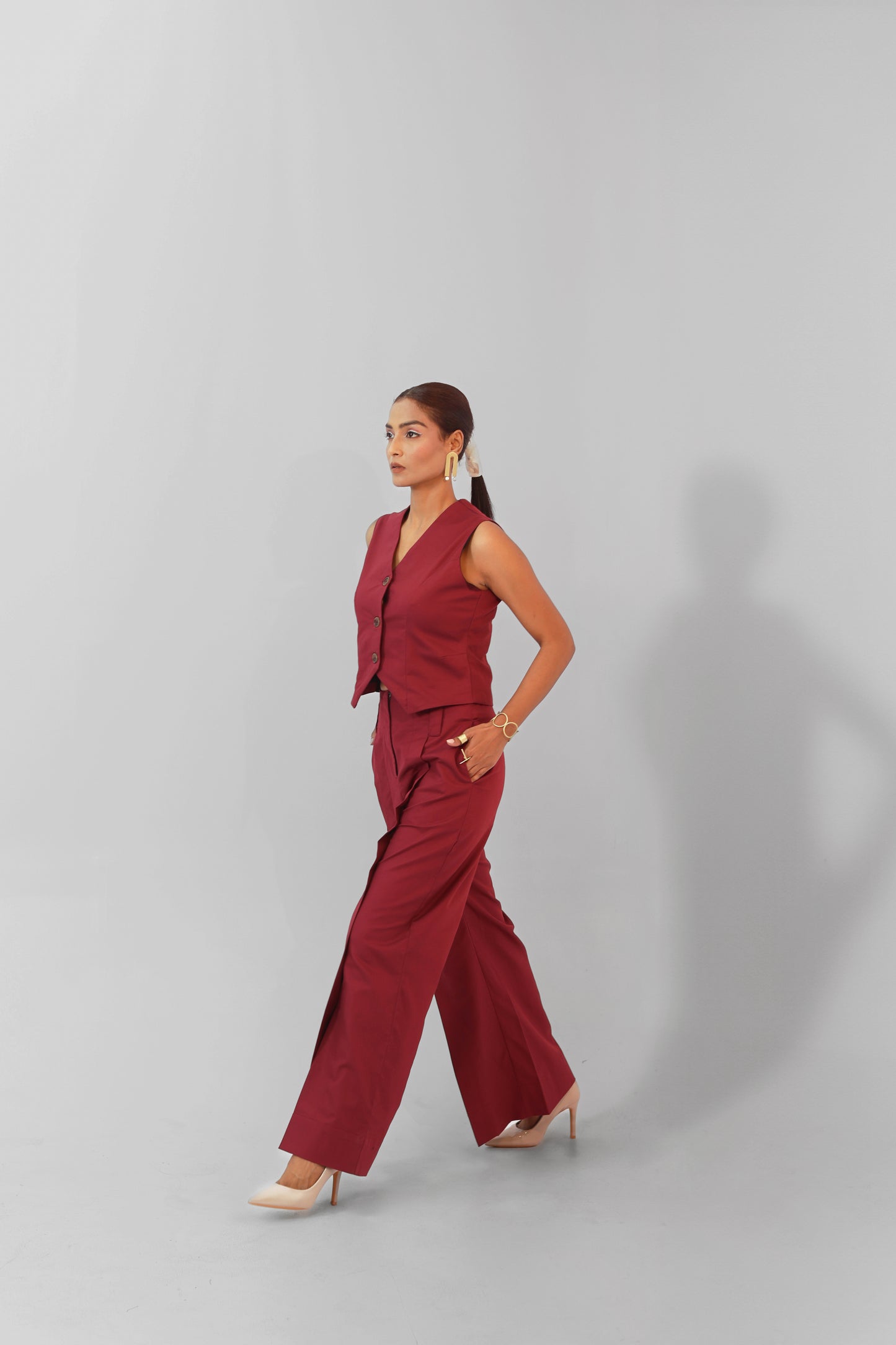 Formal Pleated Trouser Maroon