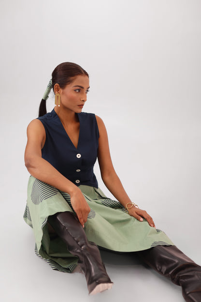 Sage Pleated Skirt Set