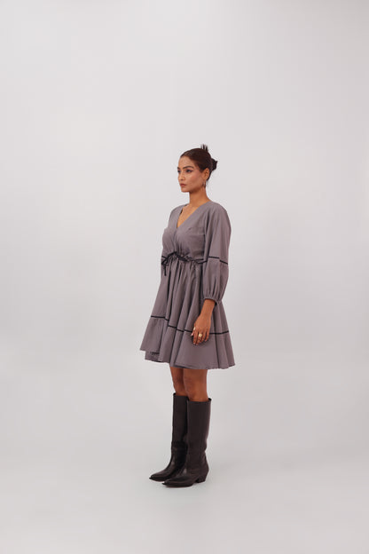 Grey V-Neck Dress