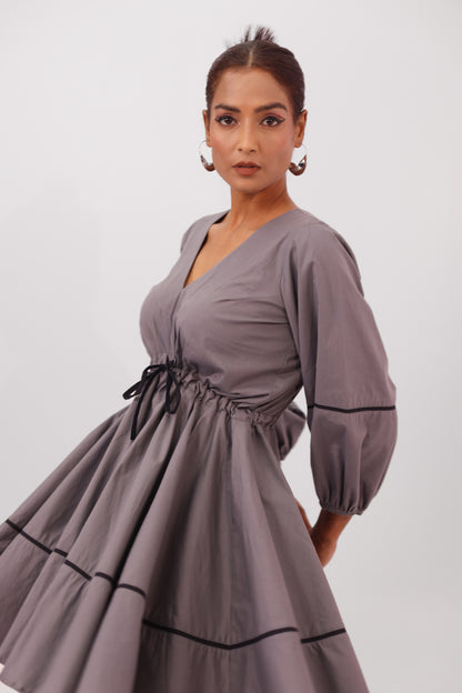 Grey V-Neck Dress