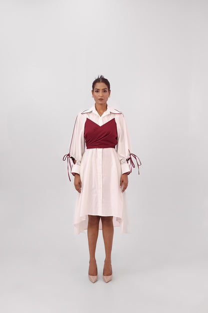 Bandeau Shirt Dress White