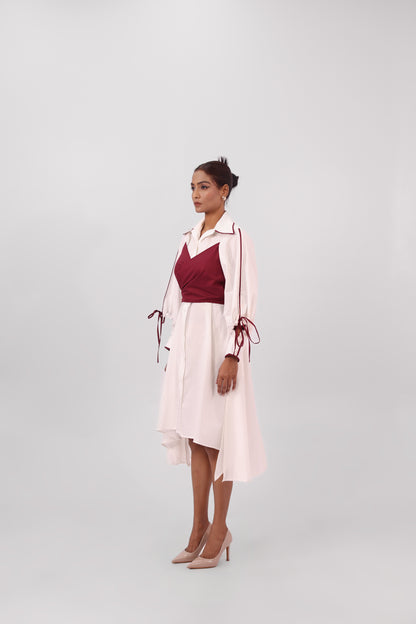 Bandeau Shirt Dress White