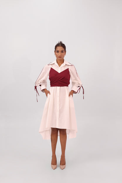 Bandeau Shirt Dress White