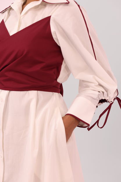 Bandeau Shirt Dress White