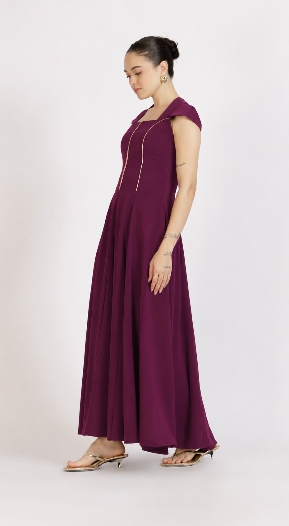 Shimmer Line Dress Purple
