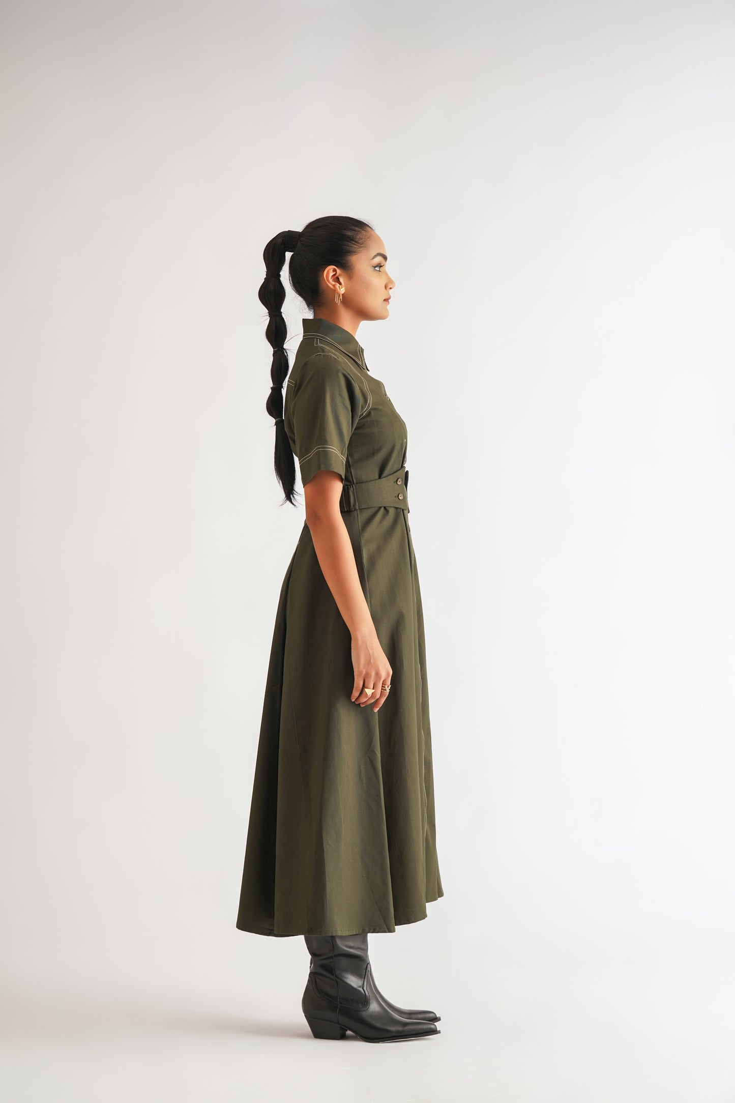 Tailored Stitchline Dress Green