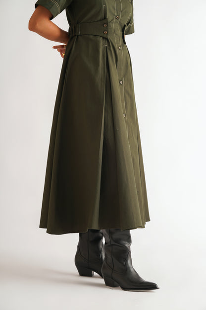Tailored Stitchline Dress Green