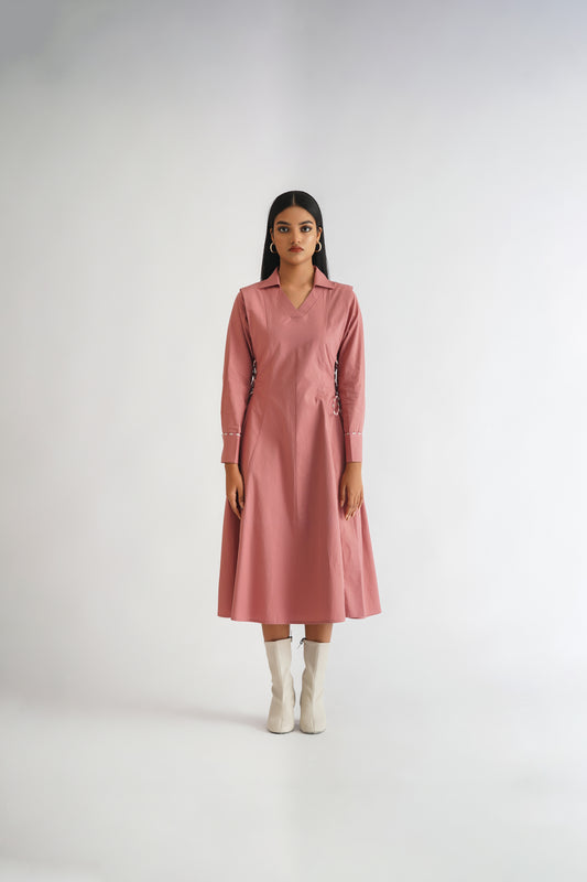 Power Pleated Dress Pink