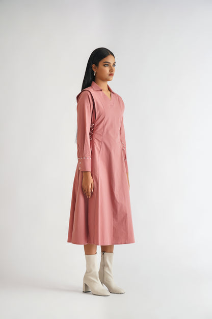 Power Pleated Dress Pink