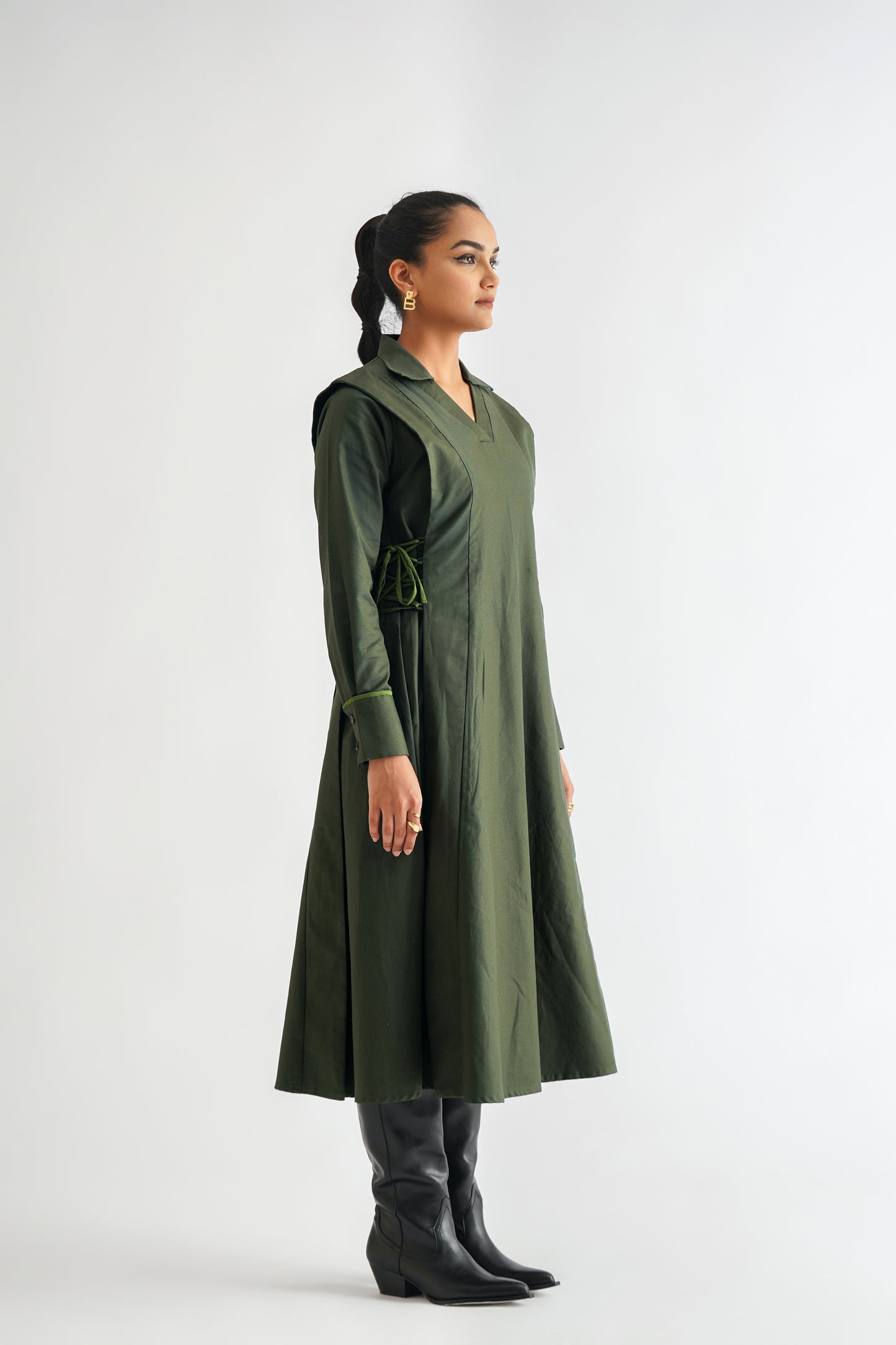 Power Pleated Dress Green