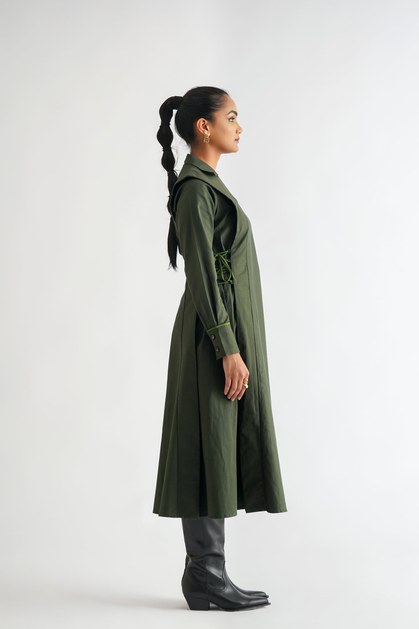 Power Pleated Dress Green