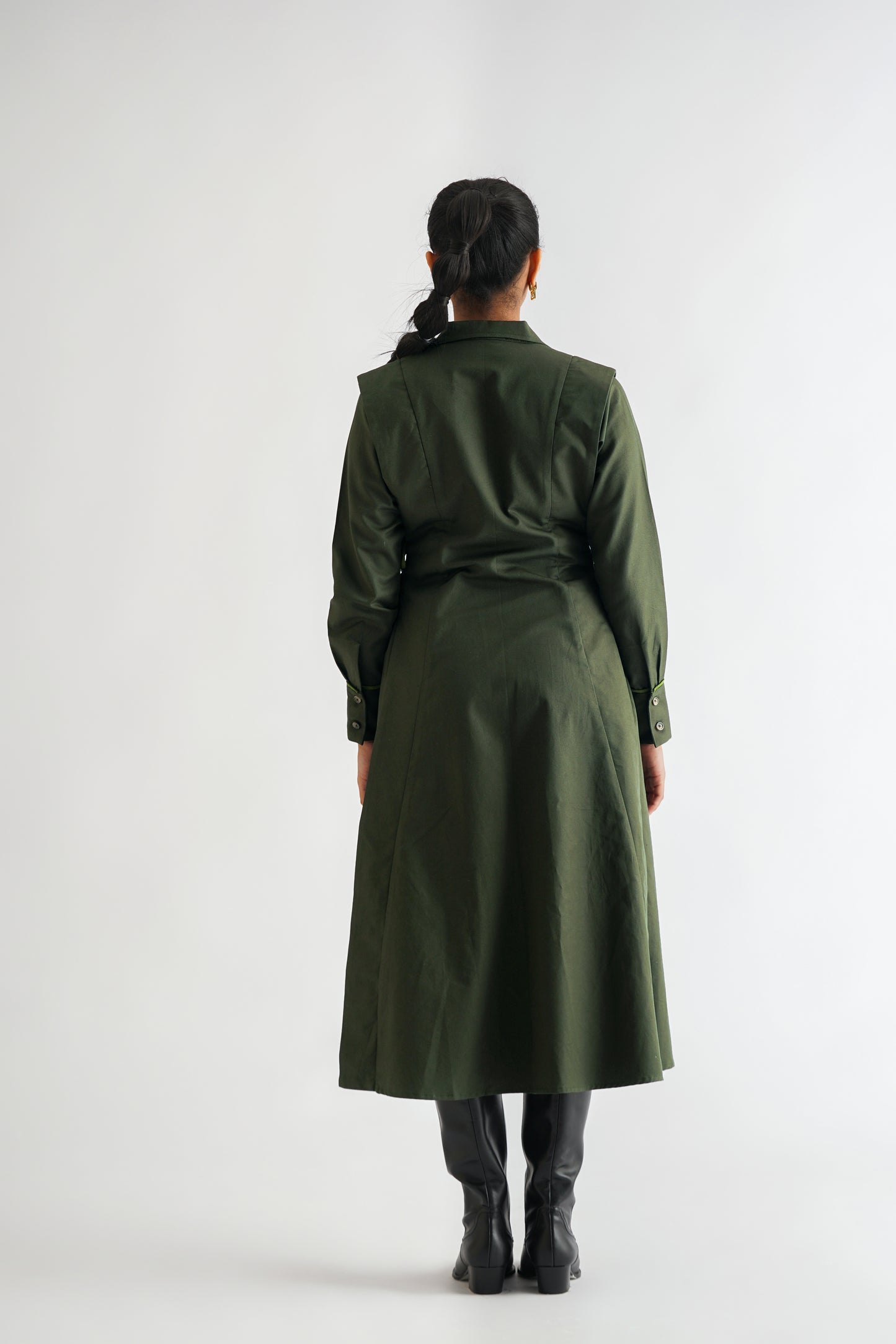 Power Pleated Dress Green