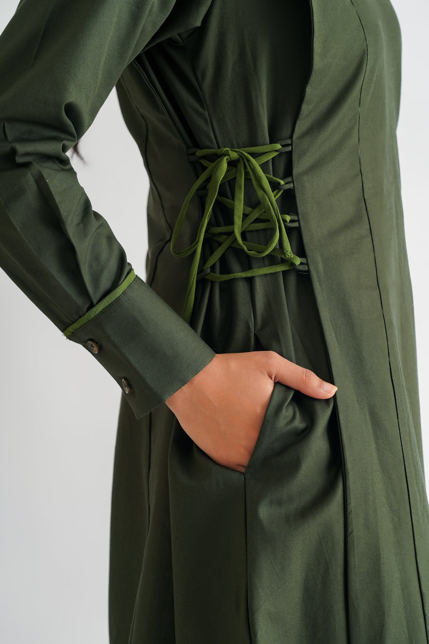 Power Pleated Dress Green