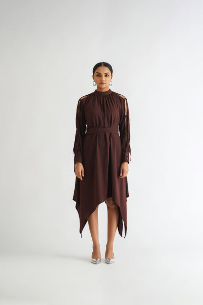 Cross Belt Dress Wine