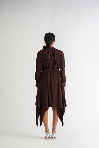 Cross Belt Dress Wine