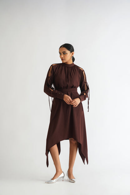 Cross Belt Dress Wine