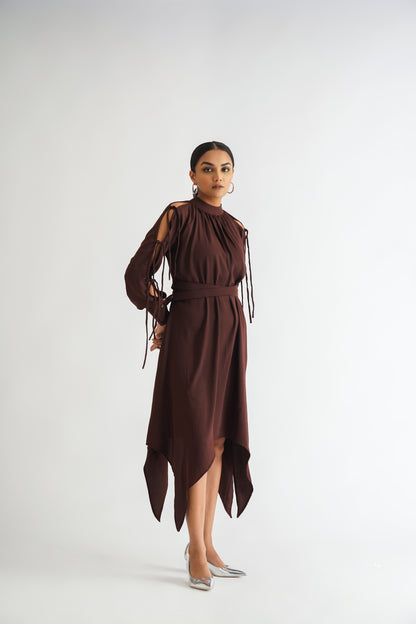 Cross Belt Dress Wine