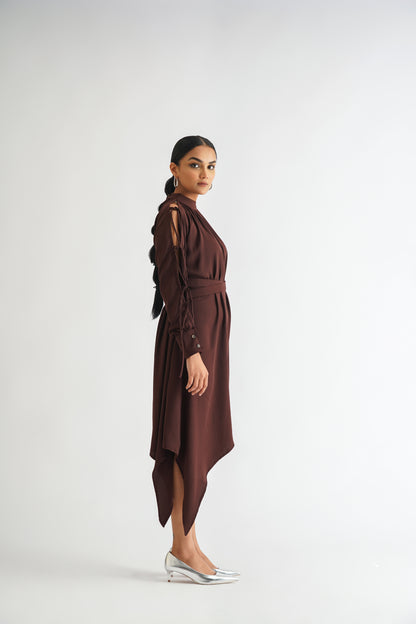 Cross Belt Dress Wine