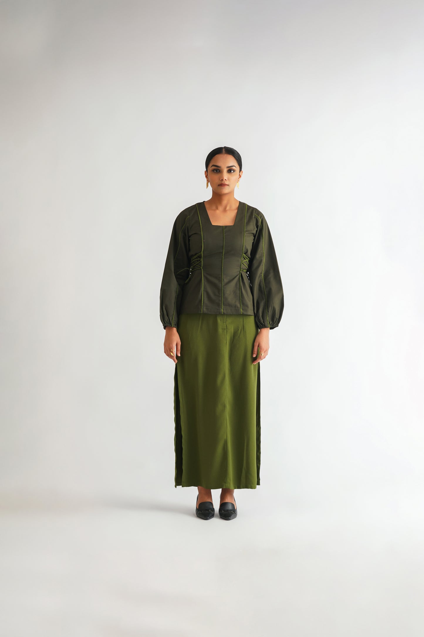 Green Slit Skirt
