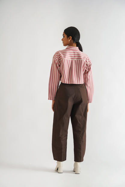 Buttoned Hem Trouser Brown