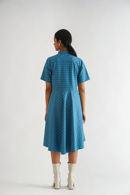 Gathered Checked Shirt Dress