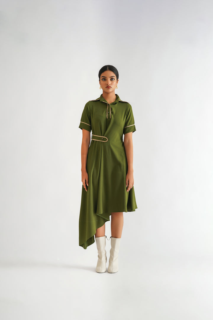 Street Solid Pocket POLO collar A Line Dresses main image 1