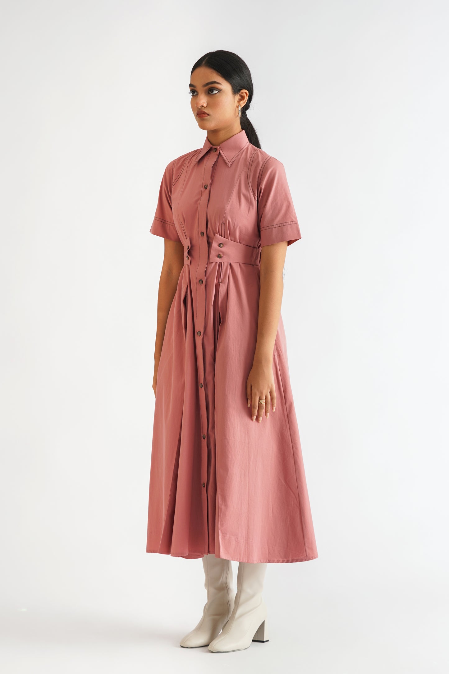 Tailored Stitchline Dress Pink