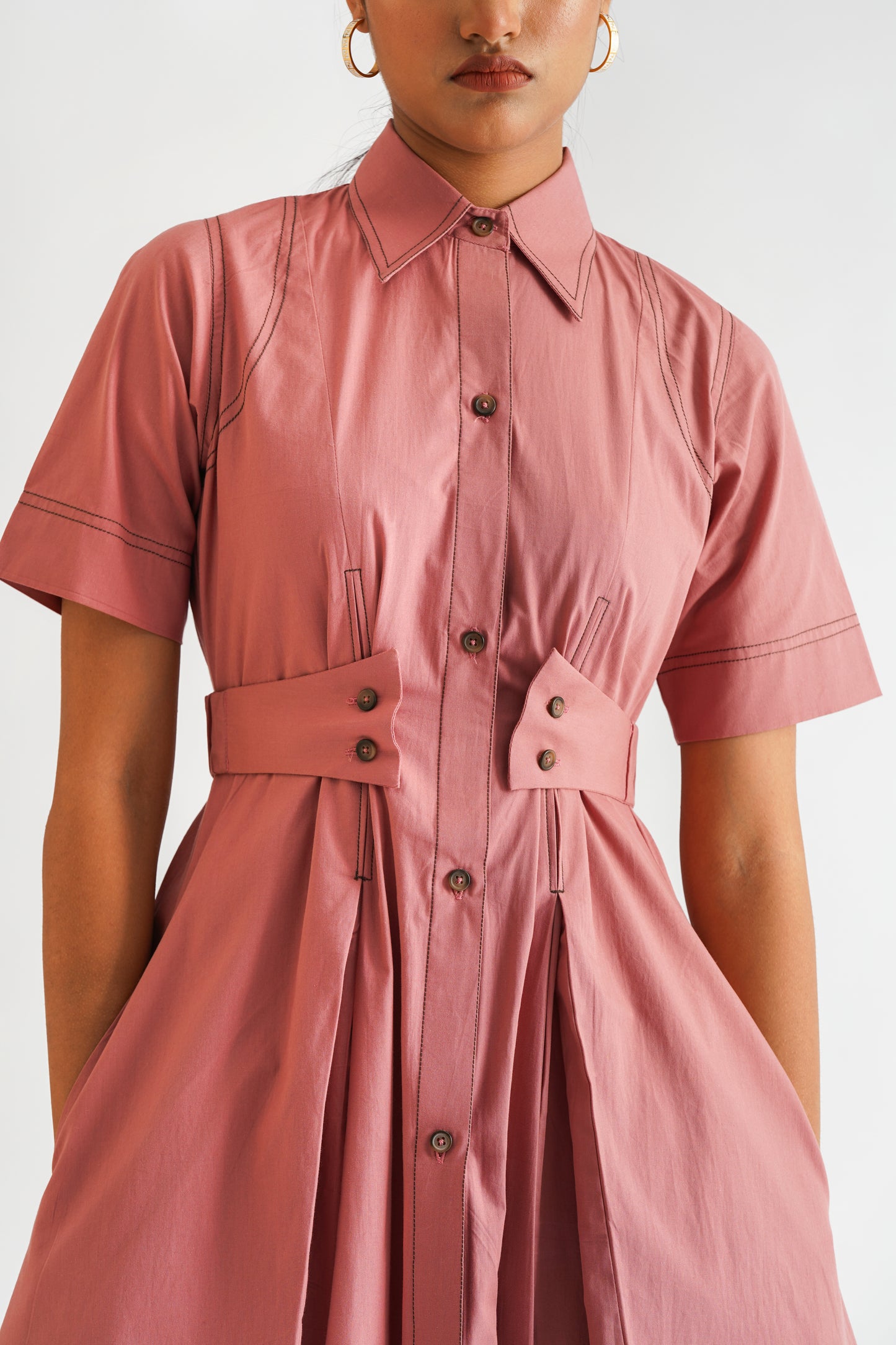 Tailored Stitchline Dress Pink