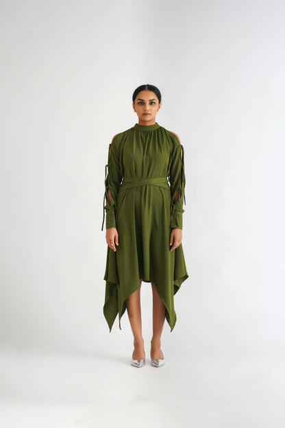 Cross Belt Dress Green