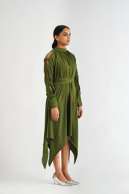Cross Belt Dress Green