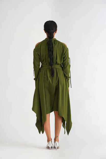 Cross Belt Dress Green